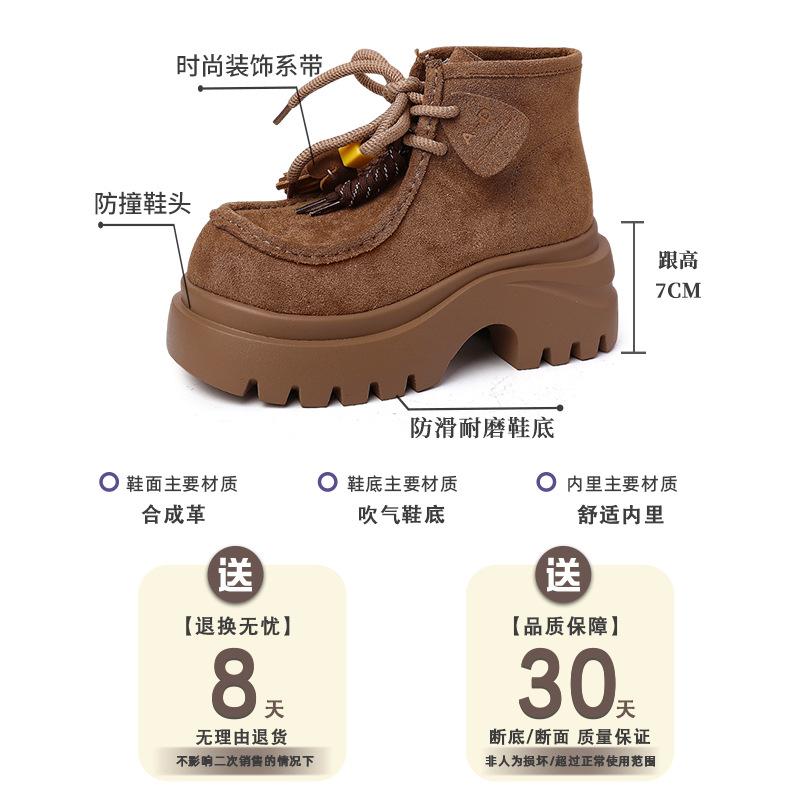 Ретро шнуровка кисточки большая голова повседневные кеды женские осенняя мода корейская версия универсальный темперамент платформа лоферы одинарная обувь