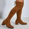 Women Boots Thigh High Boots for Women Vintage Texture Fashionable Design Bandage Knee High Boots