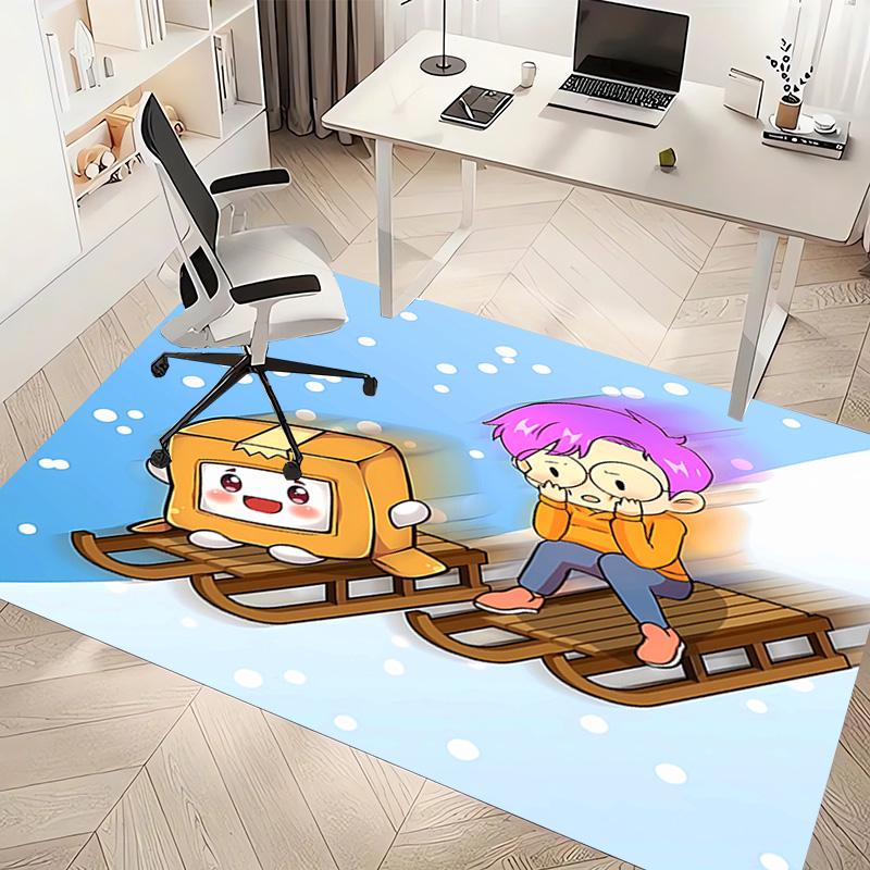 1pc Lankybox Foxy and Rocky Print Area Rug - Soft, Washable Non-Slip Indoor Mat, Living Room, Home Office Decorative Rug,Office Decorative
