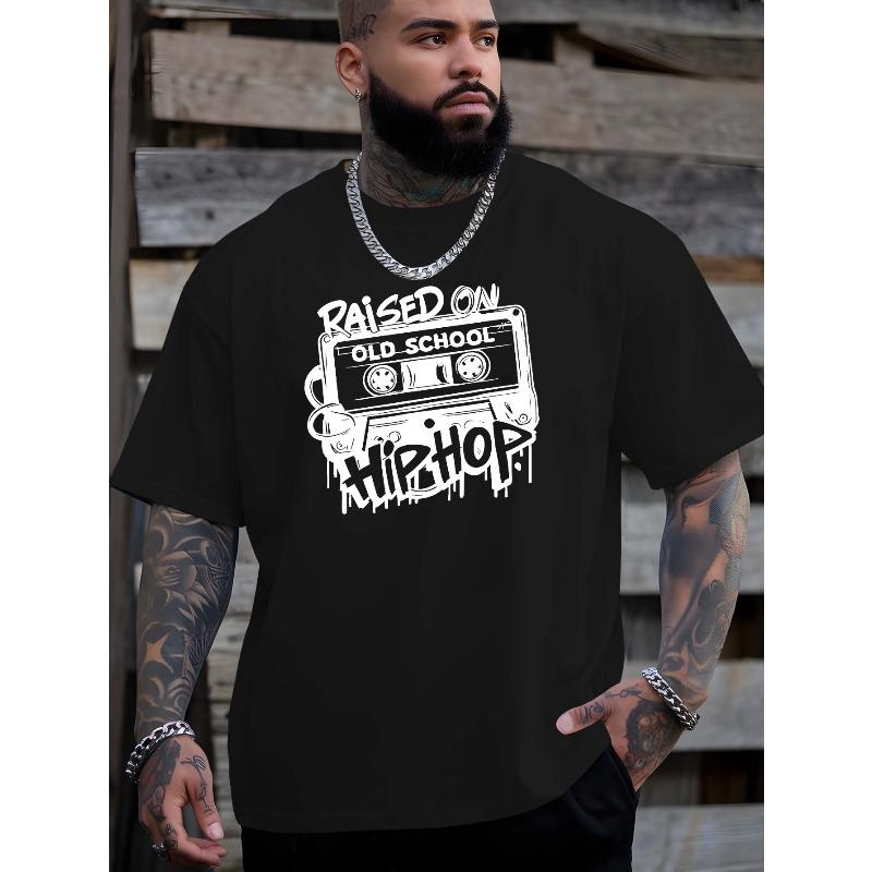 Стиль OLD SCHOOL HIPHOP Летняя Повседневная Футболка с Коротким Рукавом для Мужчин Latest Trendy Fashion С Принтом Большого Размера