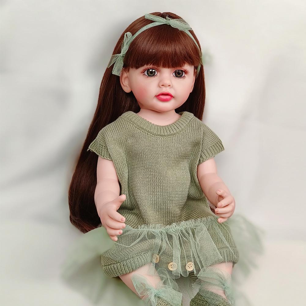 Кукла-реборн с мягкой резиной, длинными волосами, юбкой из зелевой марли, водонепроницаемая игрушка-компаньон, маленькая принцесса