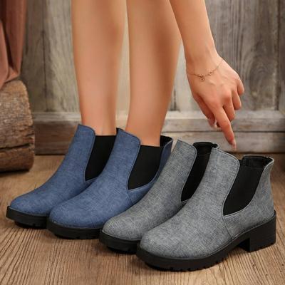 Модные женские сапоги на платформе 2024 года, осенние парусиновые дизайнерские готические ботильоны на молнии, высокие каблуки, мотоциклетные сапоги Bota De Vaqueiro