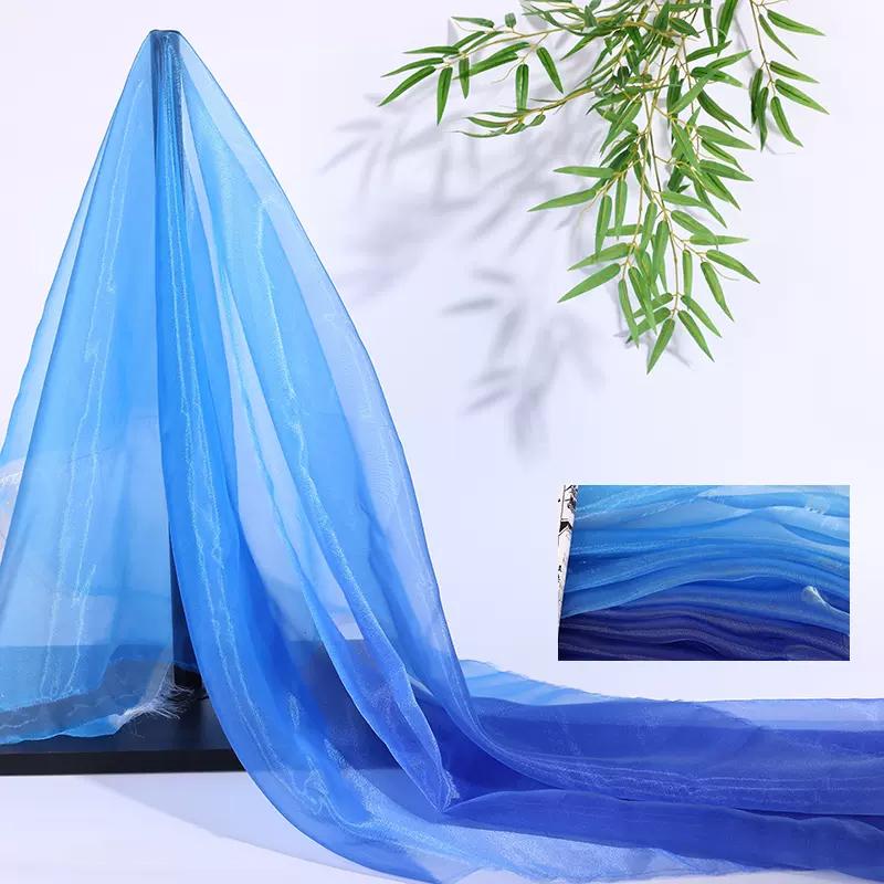 2/4/6 м цветная градиентная органза ткань прозрачная вуаль марля модная дизайнерская ткань для сценического костюма ханьфу своими руками