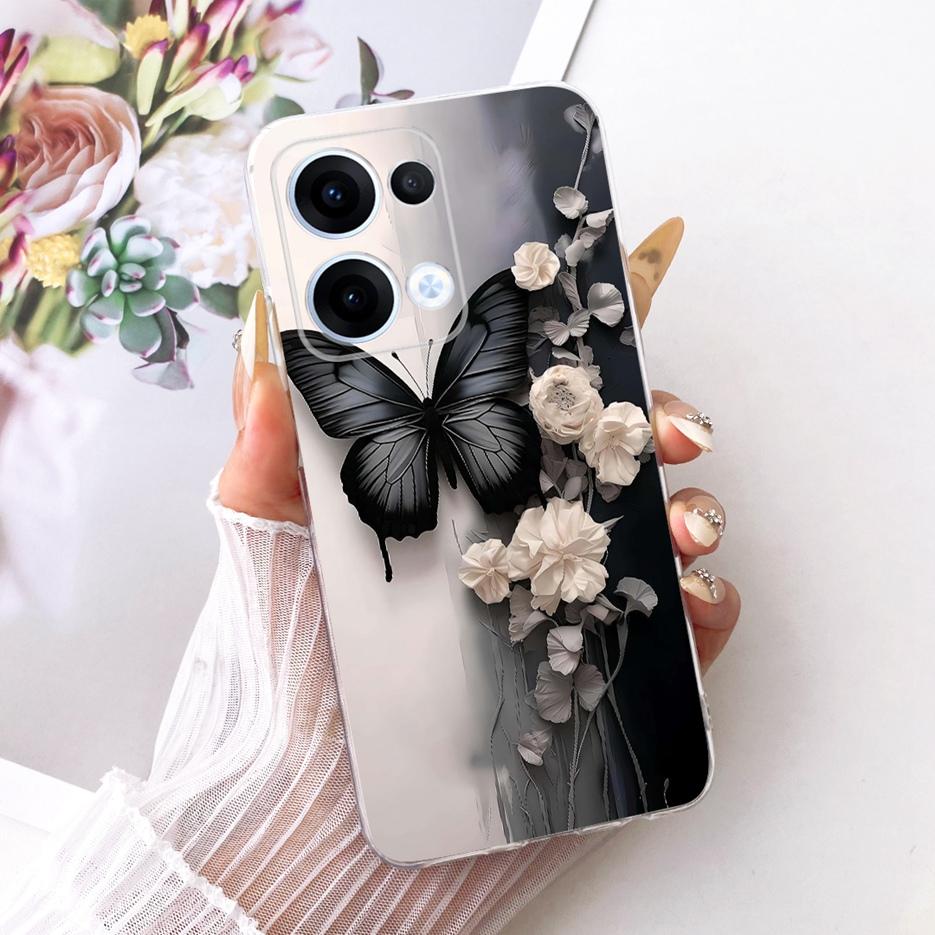 For Oppo Reno13 Pro Case CPH2697 Luxury Flowers Butterfly Painted Cover Soft Slim Phone Case For Oppo Reno 13 Pro Reno13 5G Bags