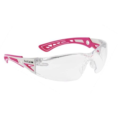 Bolle SAFETY Rush Plus Color Variation 4-Piece Set (Goggles, Gasket Kit, Pouch, Original Cloth) Pink Ribbon Campaign (Pouch: Pink & White, Clear)