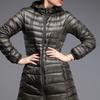Spring and Autumn Hooded Down Jacket Plus Size Thin Slim Fit Mid-length Women's Jacket S-7XL Women