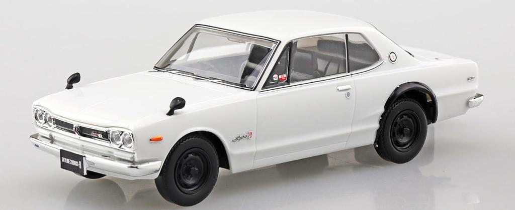 Aoshima Bunka Kyozai (AOSHIMA) 1/32 Scale Rakupla Snap Kit No. 16-WH Nissan C10 Skyline 2000GT-R White Pre-Colored Plastic Model Kit (Automobile)