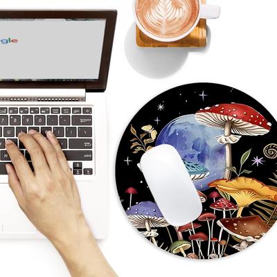 Круглый коврик для мыши с красным грибом, Смешной маленький коврик для мыши с нескользящей резиновой основой, Коврик для мыши, Декор для дома и офиса, Аксессуары для стола, Круглый коврик для мыши 8,7 дюйма 1