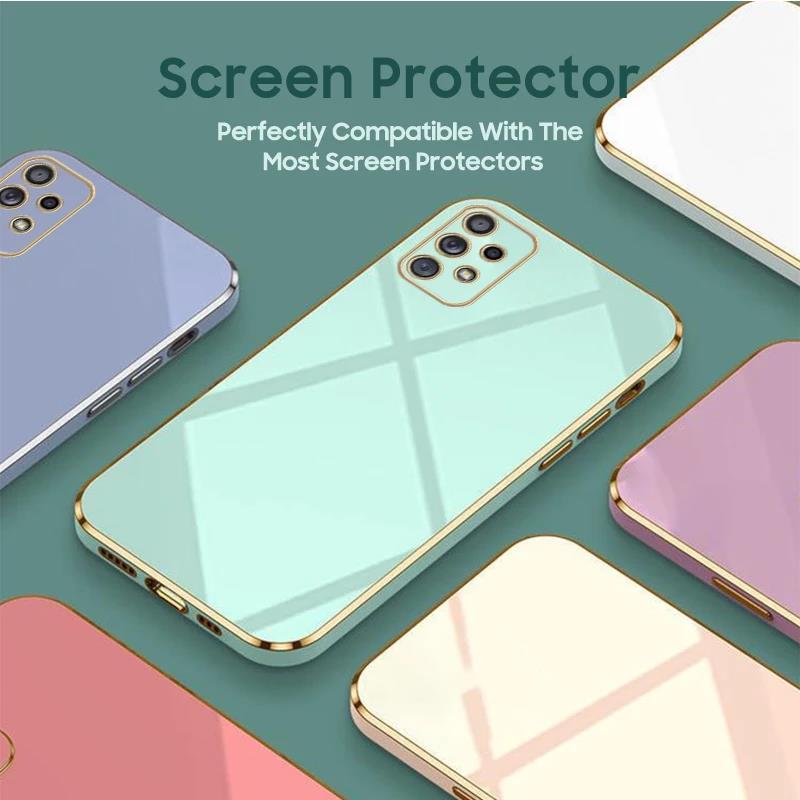 Чехол с гальваническим покрытием Funda для Samsung Galaxy A06 A55 A35 A25 A15 A54 A34 A16 A33 A23 A24 A73 A53 A52 A72 A05 A05S