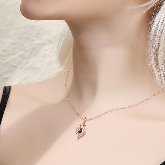 Ожерелье «Я люблю тебя на 100 языках», инкрустированное стразами и полым сердцем