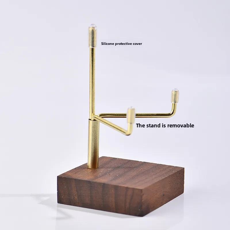 Paper Holders Gold Geometric Napkin Holder with Wooden Base - Modern Tabletop Tissue Rack for Kitchen & Dining Table