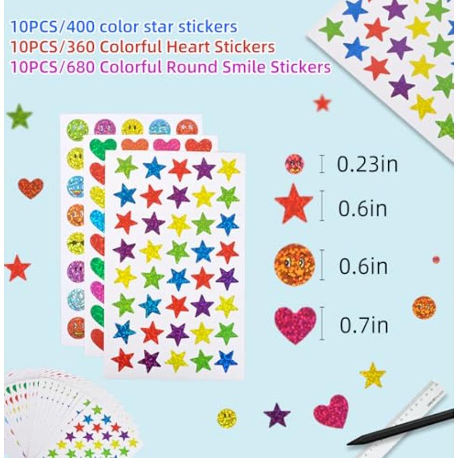 1440 Pcs Star Stickers for Reward Tiny Glitter Star Stickers in Multiple Colors Behavior Reward Stickers for School Classroom T