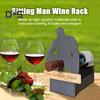 Sitting Man Wine Bottle Holder Wooden Man Silhouette Beer Bottle Display Stand Organizer Rack Home Kitchen Bar Dining Table Desktop Decoration