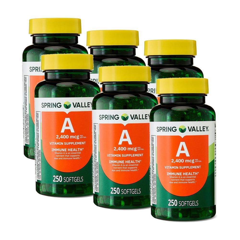 Spring Valley Vitamin A 2400mcg Softgels A 6 pcs 250 Tablets