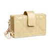 Dior LADY Dior Collection Patent Leather Calfskin Canvas Check Pattern 5-Card Slot Card Holder & Coin Purse Women's Style Light Yellow