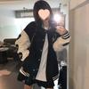 Women's Autumn/Winter 2025 Color Block Loose Fit Baseball Jacket - Trendy BF Lazy Style