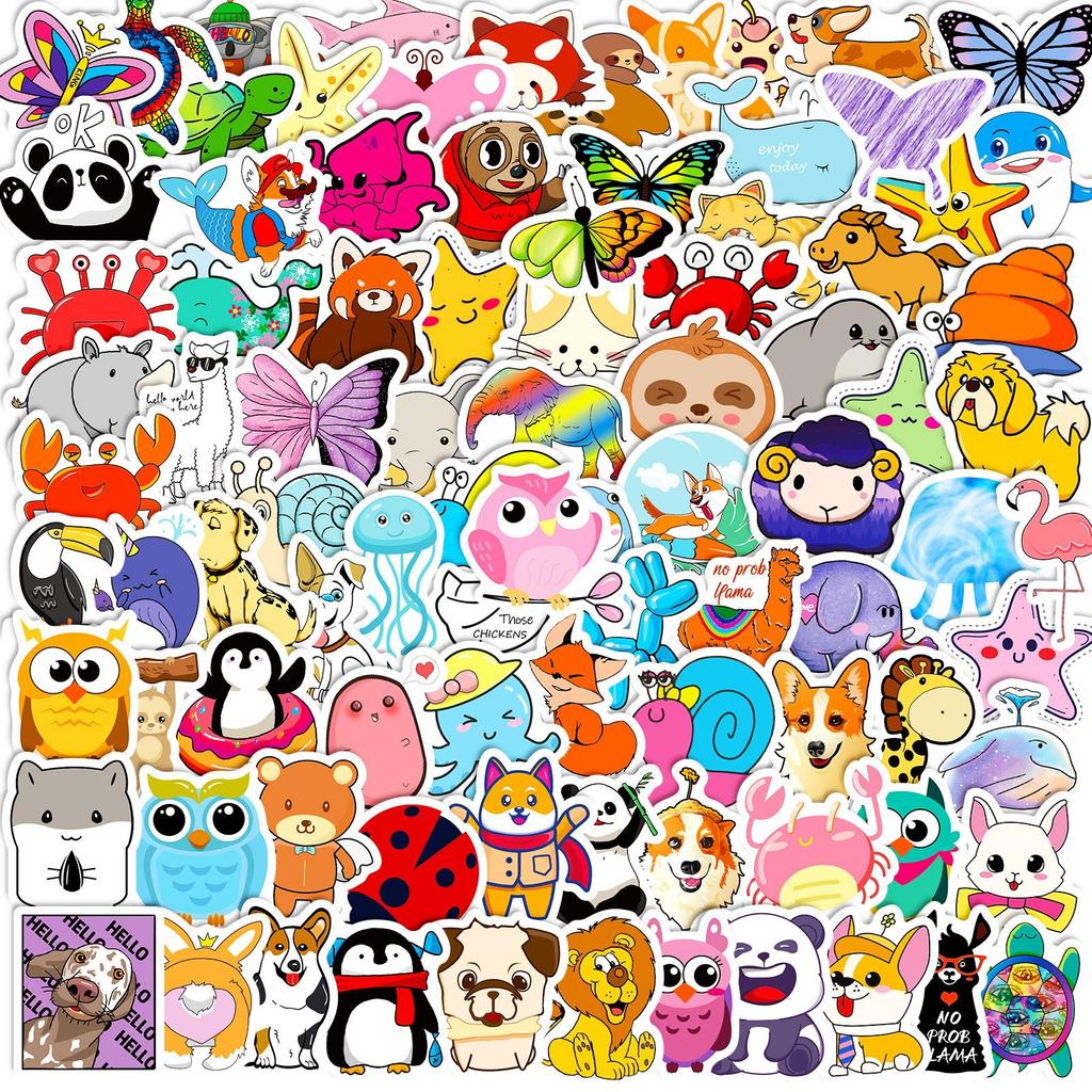 100 Small Size 4cm American Small Animal Stickers Cartoon Cute Laptop Skateboard Water Cup Suitcase Stickers