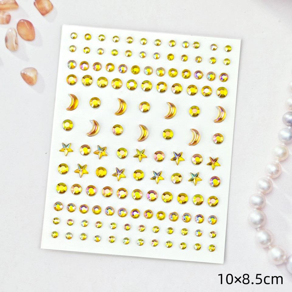 Yellow Rhinestone Heart Bow Face & Nail Stickers