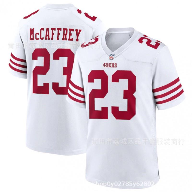 Mens NFL San Francisco 49ers Christian McCaffrey 23 Football Jersey Cotton Performance Tee Fan Wear Casual Sports