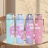 1PC Pink Glitter Number 67 Girly Art Print 750ml Color Plastic Sports Water Bottle Leakproof Flip Straw Lid Suitable for Sports Office Home Use