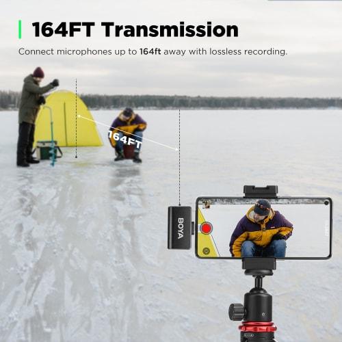 BOYA Omic-U Android Smartphone Wireless Pin Microphone with Magnetic Clip, Wireless Charging, 48KHz HD Sound Quality, Omnidirectional Noise Cancellati