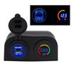 4.2A Dual USB Car Charger Colorful Voltmeter Display With 2 Holes Waterproof Tent Base Adapter For Car Motorcycle Marine Boat