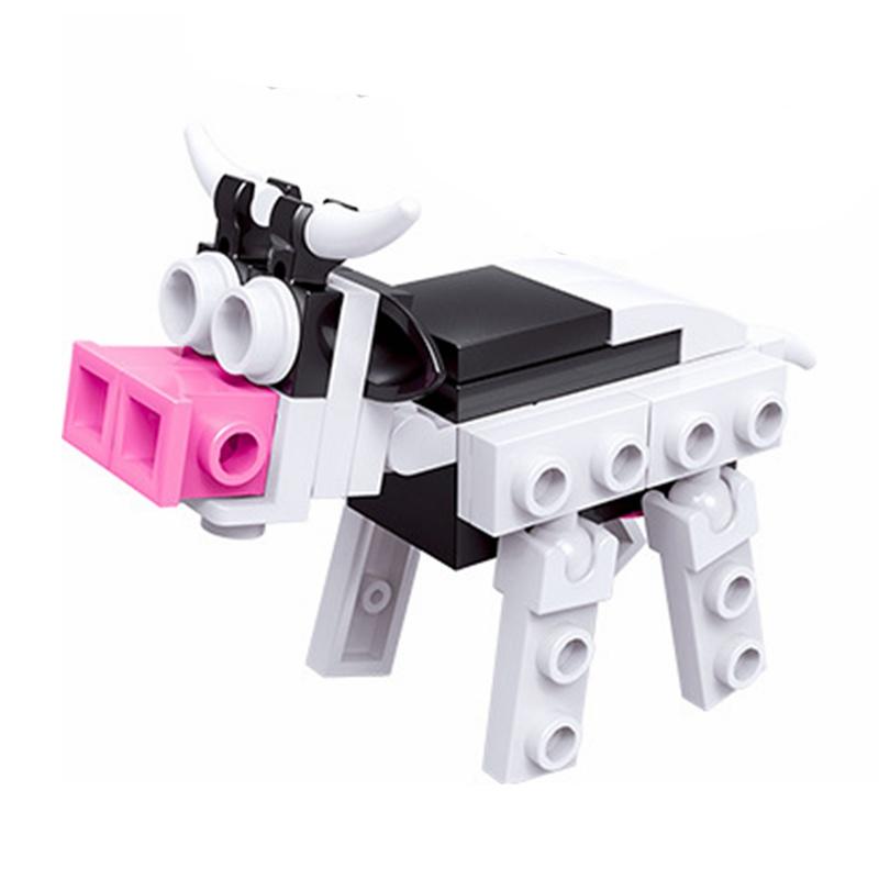 Фигурки животных MOC Милые маленькие жирафы носороги коровы Строительные кубики Игрушки идеально подходят для детей друзей Рождественская игрушка Подарки детям