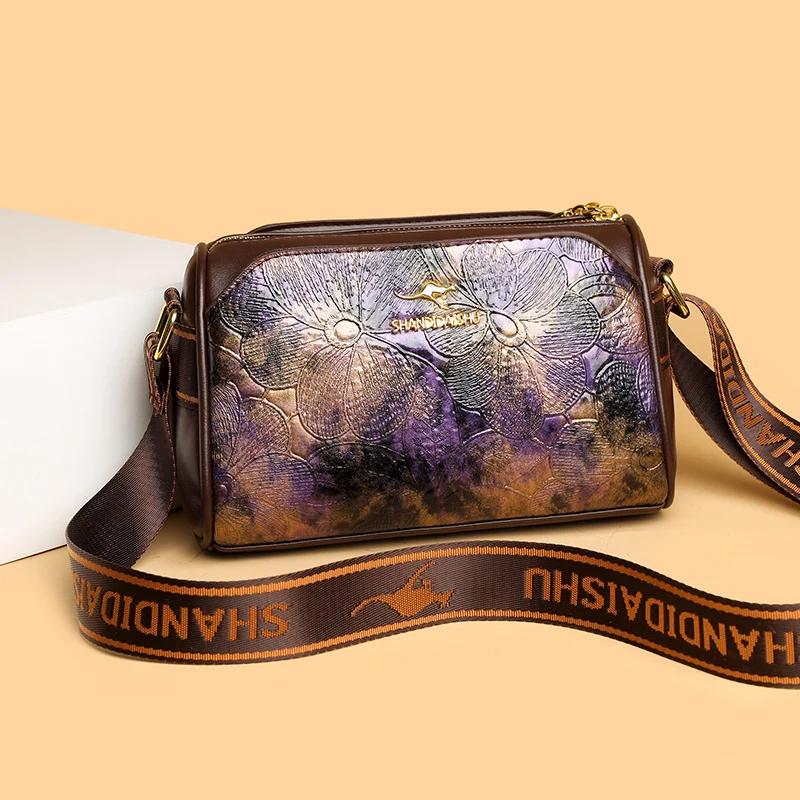 Роскошная женская кожаная сумка-мессенджер с легким принтом, дизайнерские сумки, высококачественные женские сумки через плечо