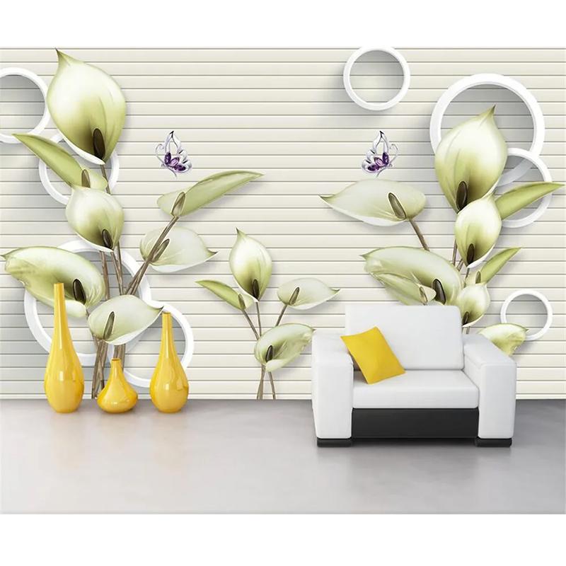 Обои в скандинавском стиле, простые модные 3d обои с цветком лилии, домашний декор, гостиная, спальня, 3d настенная фреска
