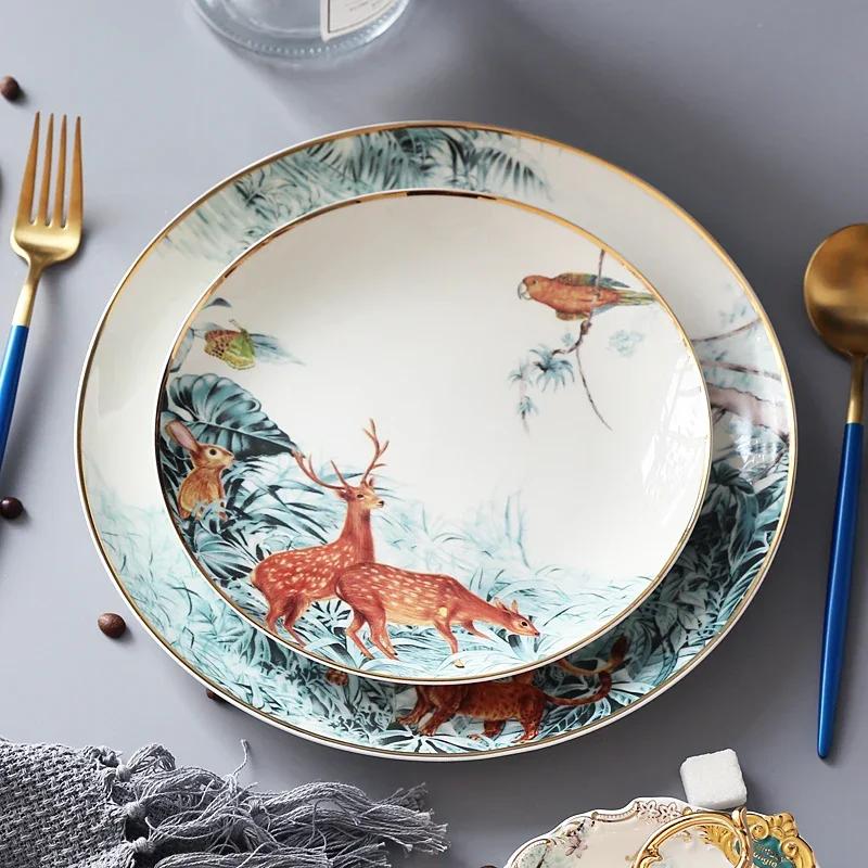 Nordic Ins Wind Ceramic Plates Dishes Bone China Animal Dessert Fruit Snack Plate Home Dinnerware Decoration