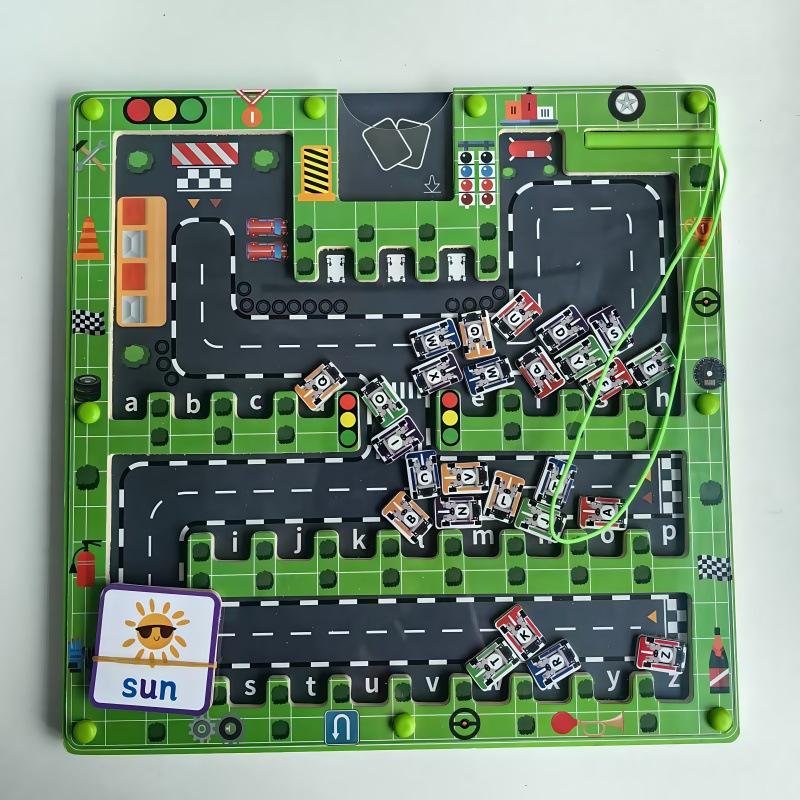 Магнитный лабиринт Парковка и игра с алфавитом для правописания и распознавания