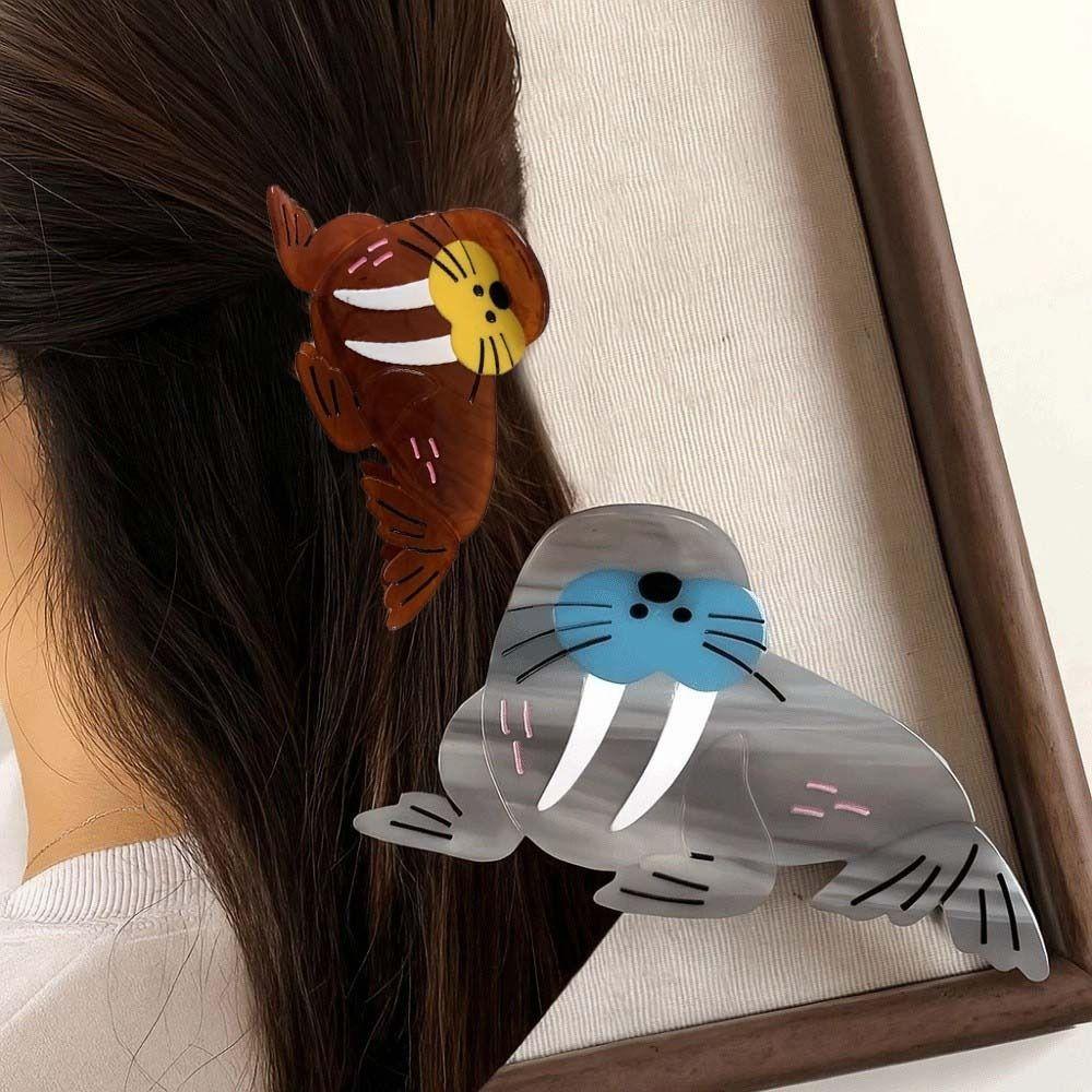 Acetic Acid Sea Lion Hair Claw Creative Geometry Shark Clip Ocean Animal Hair Clip Vacation