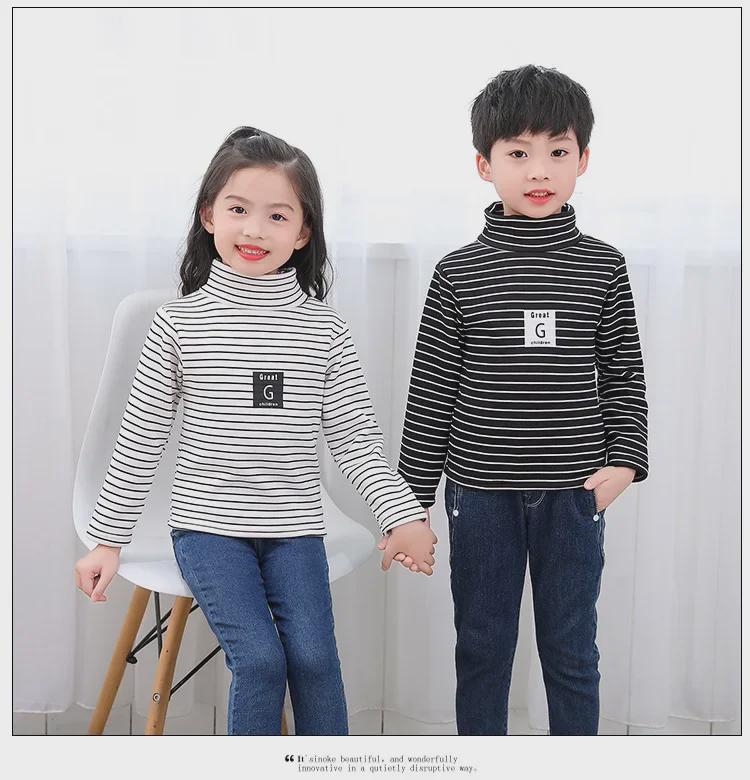 Детский уютный бархатный свитер - теплый топ со средним воротником для мальчиков и девочек (Осень зима)