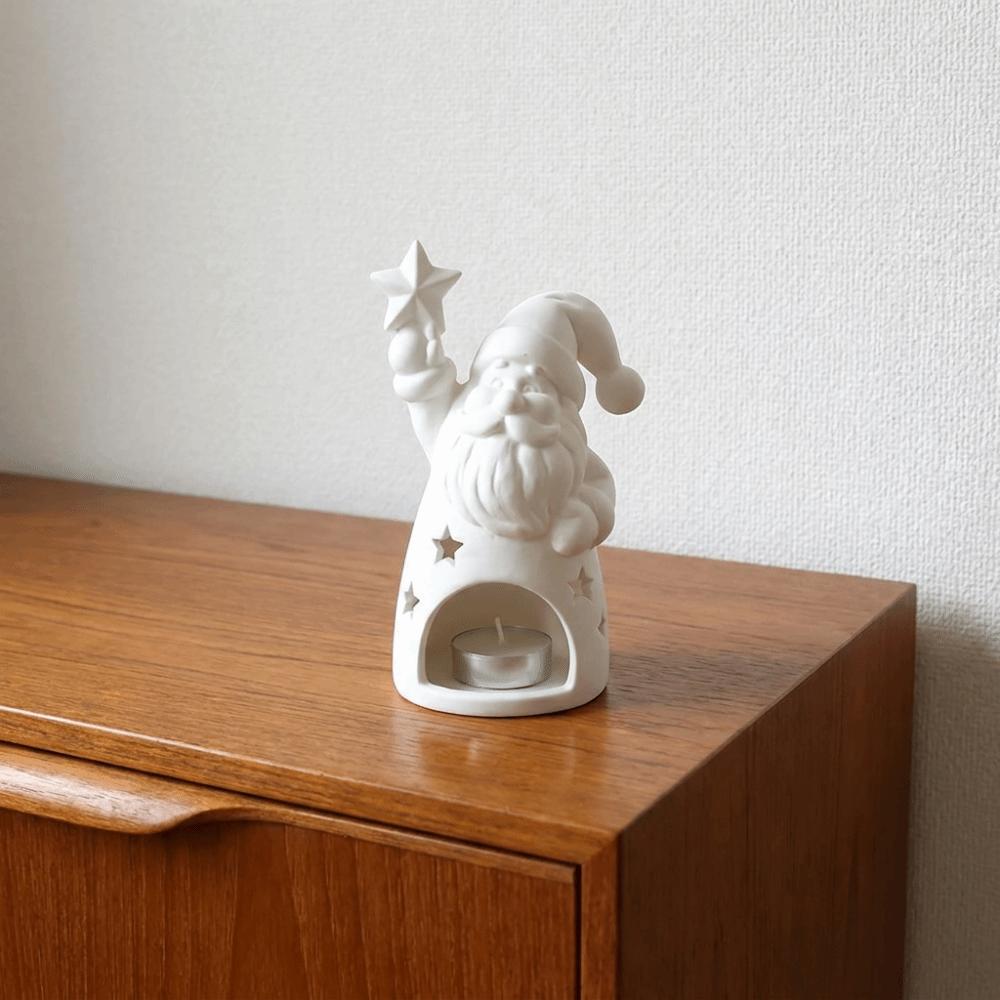 Hollow Out Santa Claus Candle Holder Unpainted Gnome Shape Candle Holder  Fireplace Decor