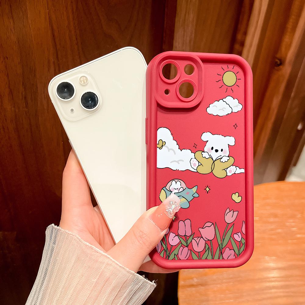 For Huawei P50 Pro P40 Lite Honor 8X 9X X9 Tecno Spark Go Infinix Smart 8 Vivo V29 V30 Y02 Y16 Cartoon Flower Rabbit Pattern Soft Silicone Phone Case