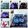 3D Colorful Butterfly Bedding Set Insect Print Quilt Cover Pillow Case 2 or 3 Pieces AU240 * 270 Extra Large Size Home Decoration
