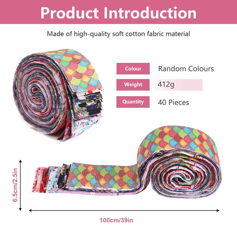 Полоски ткани Jelly Roll для квилтинга, рулон из 40 штук хлопковой ткани для шитья с разными узорами, лоскутное шитье для DIY-поделок