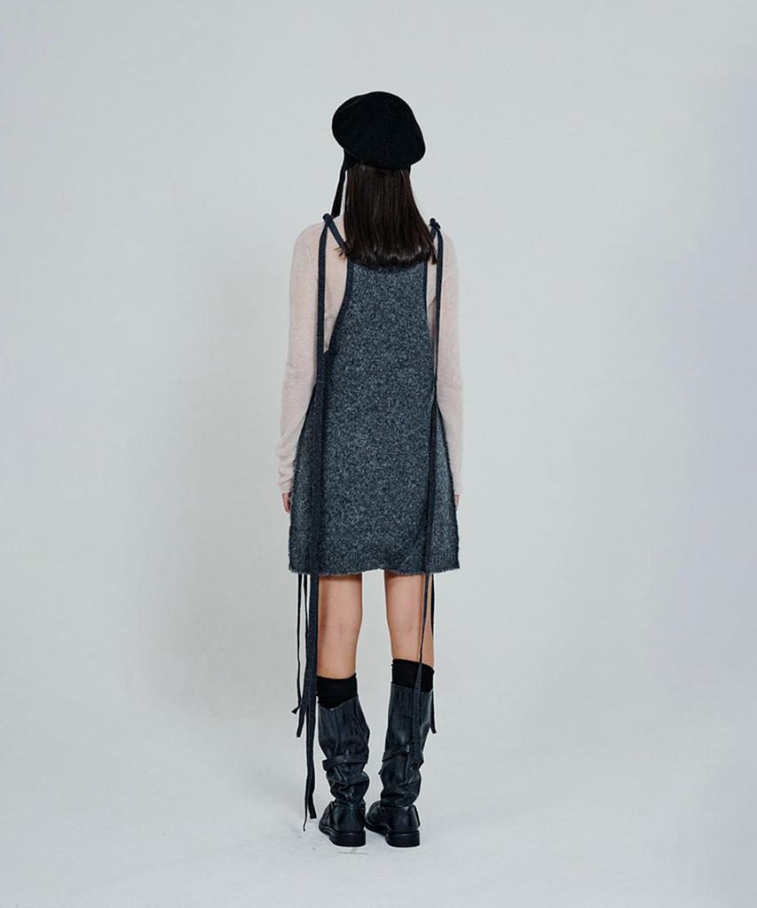 Deoaeteus Strap Detail Knit Mini Dress_Grey