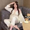Sexy Pajamas Three-piece Set, New Spaghetti Strap Pants Set, Satin Solid Color Home Wear, Intimate Underwear, Home Wear