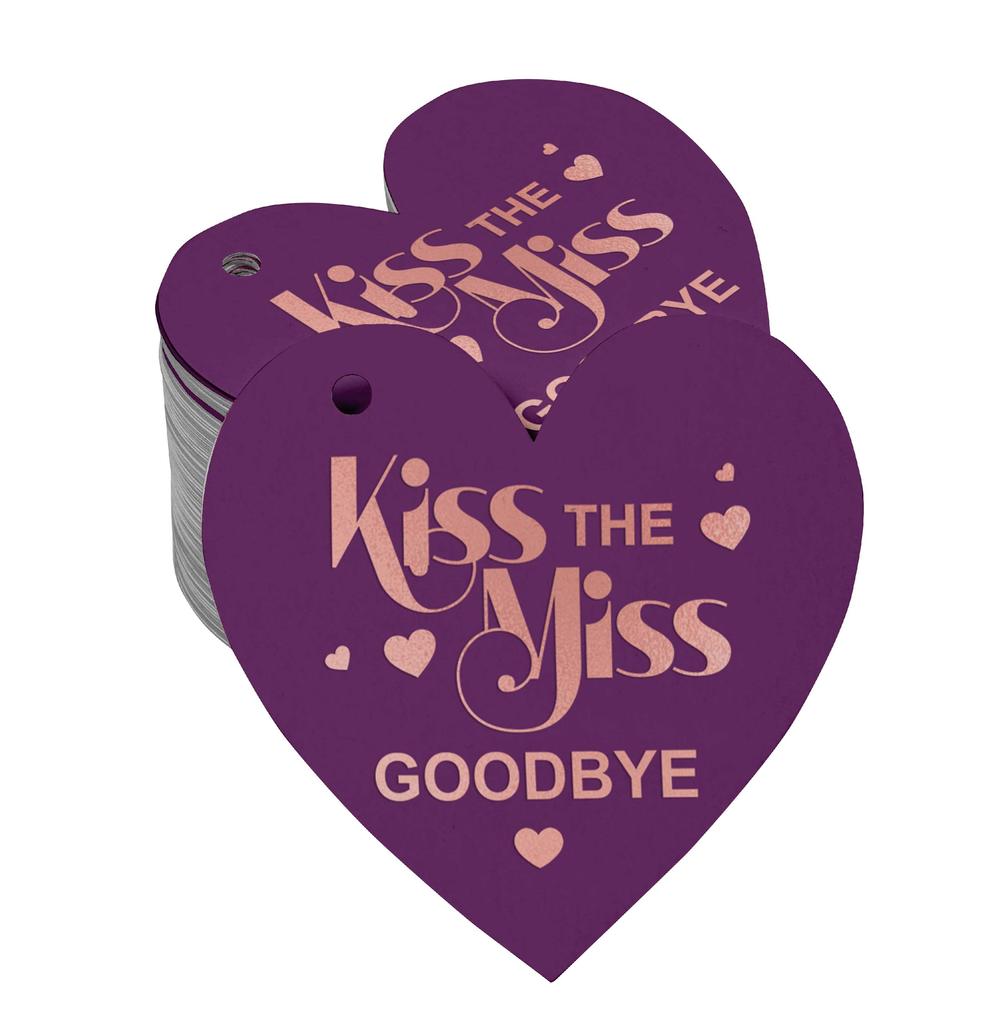 Inkdotpot 100 шт. в упаковке. Бирка из настоящей серебряной фольги с поцелуем «Мисс на прощание» на девичник.