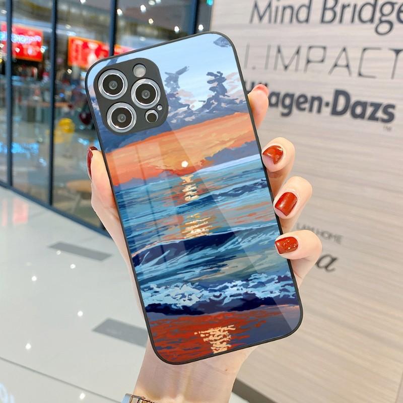 Крутой чехол для телефона с живописью для iPhone 14 13 12 11 Pro Max X XR XS 8 7 Plus, цветной чехол для телефона из жидкого стекла