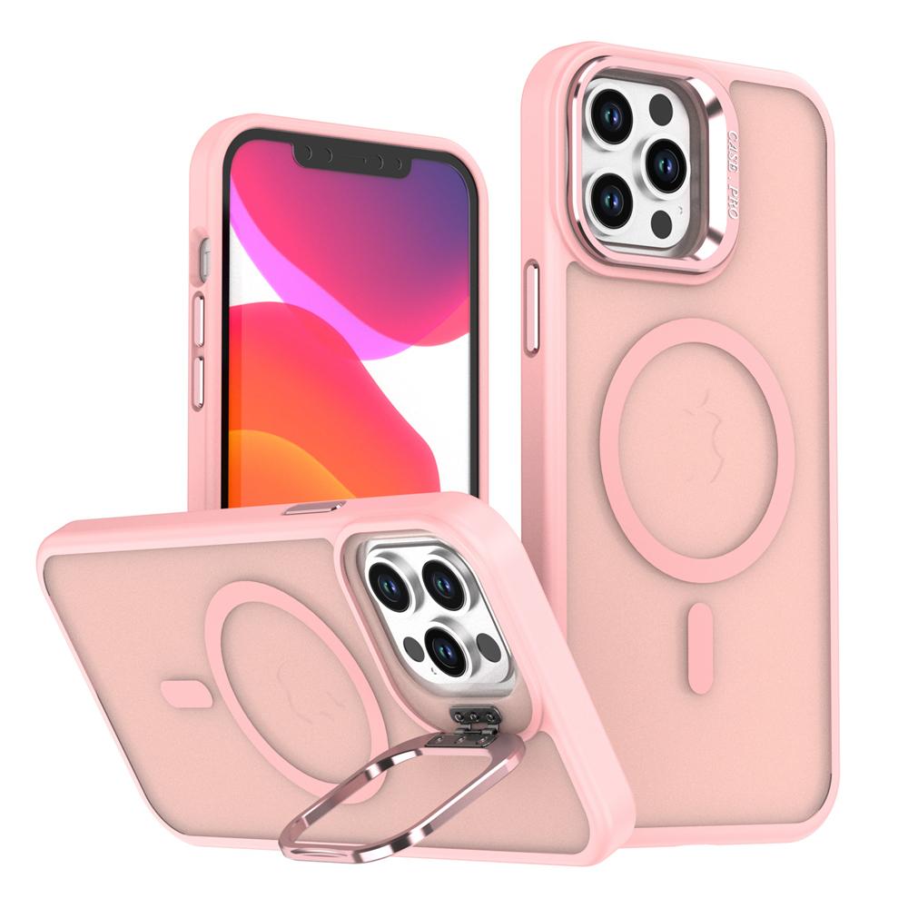 KEYSION Lens Stand Magnetic Phone Case for MagSafe for iPhone 11 12 Pro Max 11 Pro Matte Translucent Shockproof Back Cover
