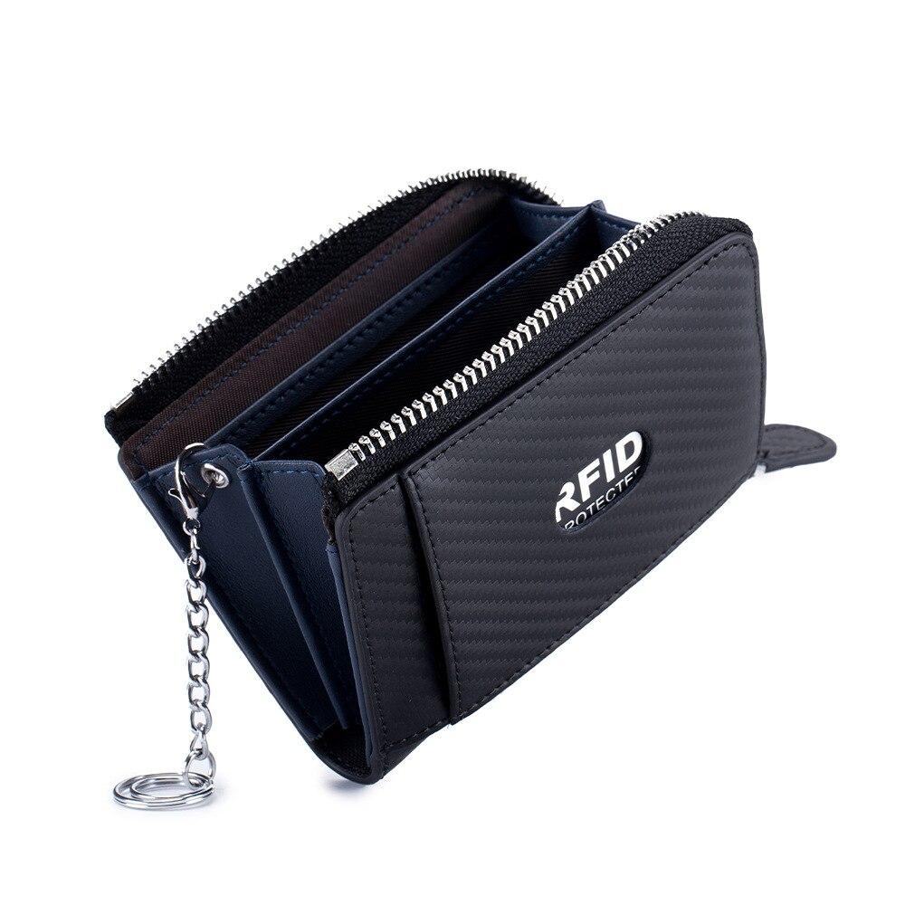 Bison Denim Fashion RFID Blocking Men Wallet Leather Carbon Fiber Card Holder Purse
