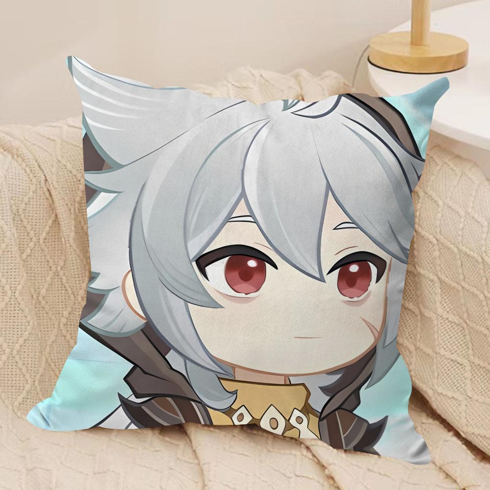 Razor Cute Cute Genshin Impact Cushion Cover Silky Short Plush Invisible Zipper Dustproof Sofa Pillow Case For Home Decor