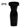 Sumer Evening Dress Off Shoulder Strapless Velvet Skinny Sheath Solid Color Sleeveless Backless Cocktail Party Prom Midi Dress