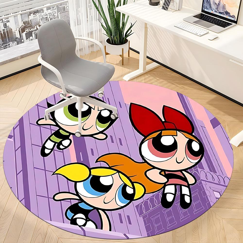 1pc Powerpuff Girls Office Round Area Rug, Under Office Chairs Bedroom Living Room Home Decor  a1022193