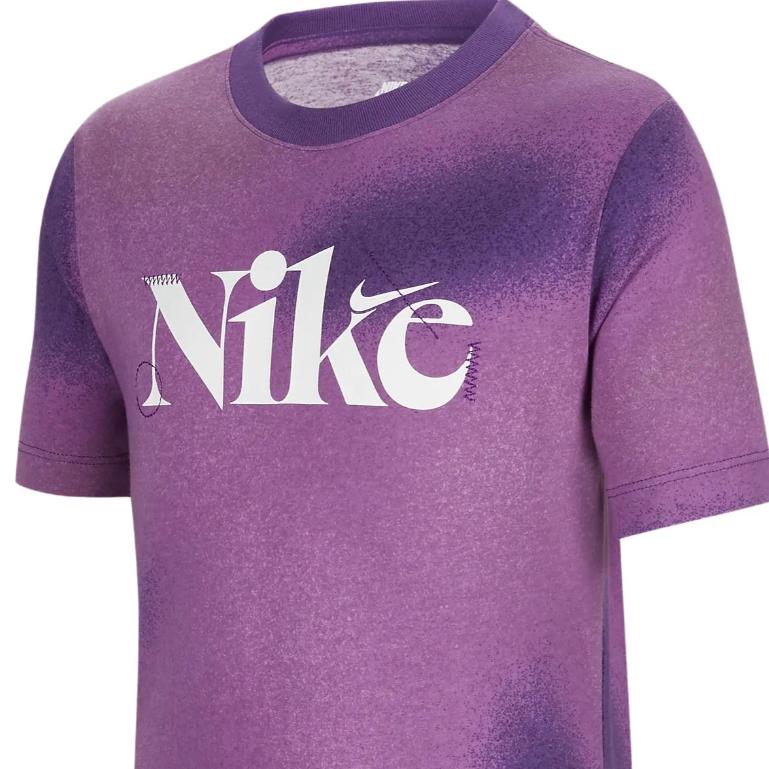 Nike Футболка с коротким рукавом и круглым вырезом с буквенным принтом, детские топы, фиолетовый FD3932-599