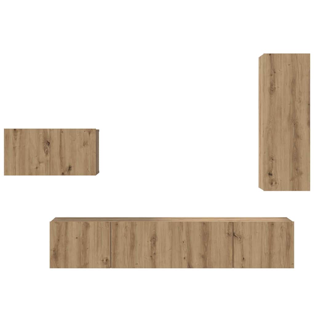 TV Cabinet Set with Drawers 4 pcs Artisan Oak Wood Based Material