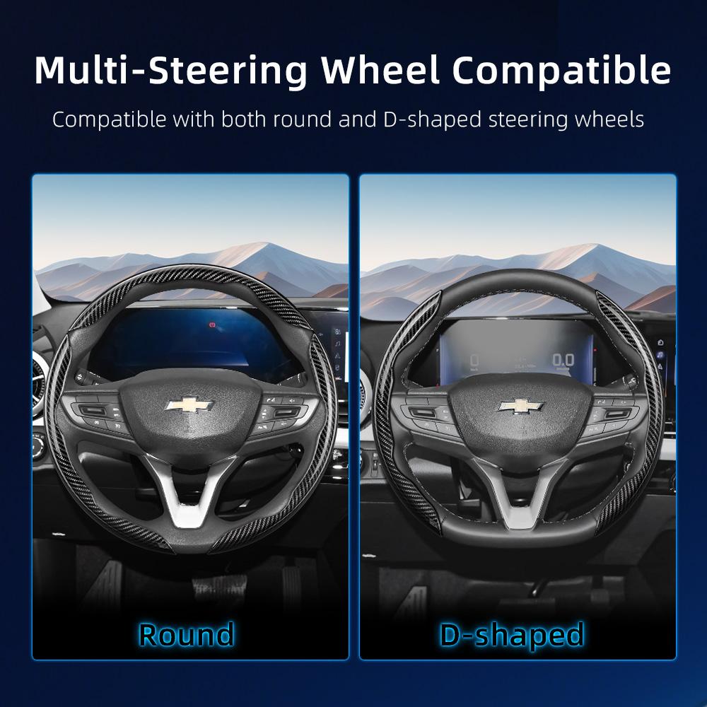 AABHG1 Suitable for Chevrolet Carbon Fiber Texture Steering Wheel Cover with Segmented Quick-Release Design, Durable, for Silverado, Equinox, Trax
