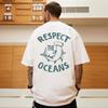 Respect The Oceans Print Mens Cotton Tee Clothing Creativity Vintage Casual Short Sleeve Oversize Breathable O-Neck Man T-Shirts